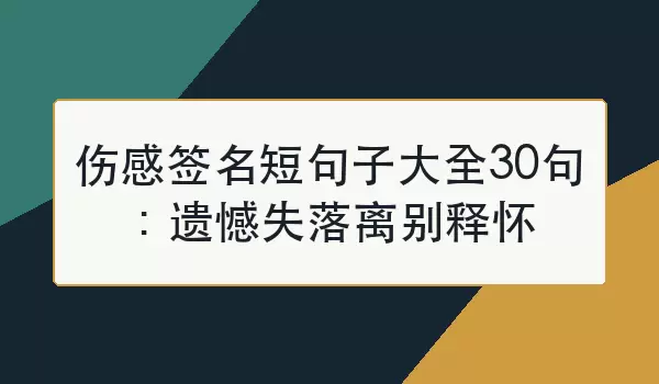 伤感签名短句子汇总30句：遗憾失落离别释怀
