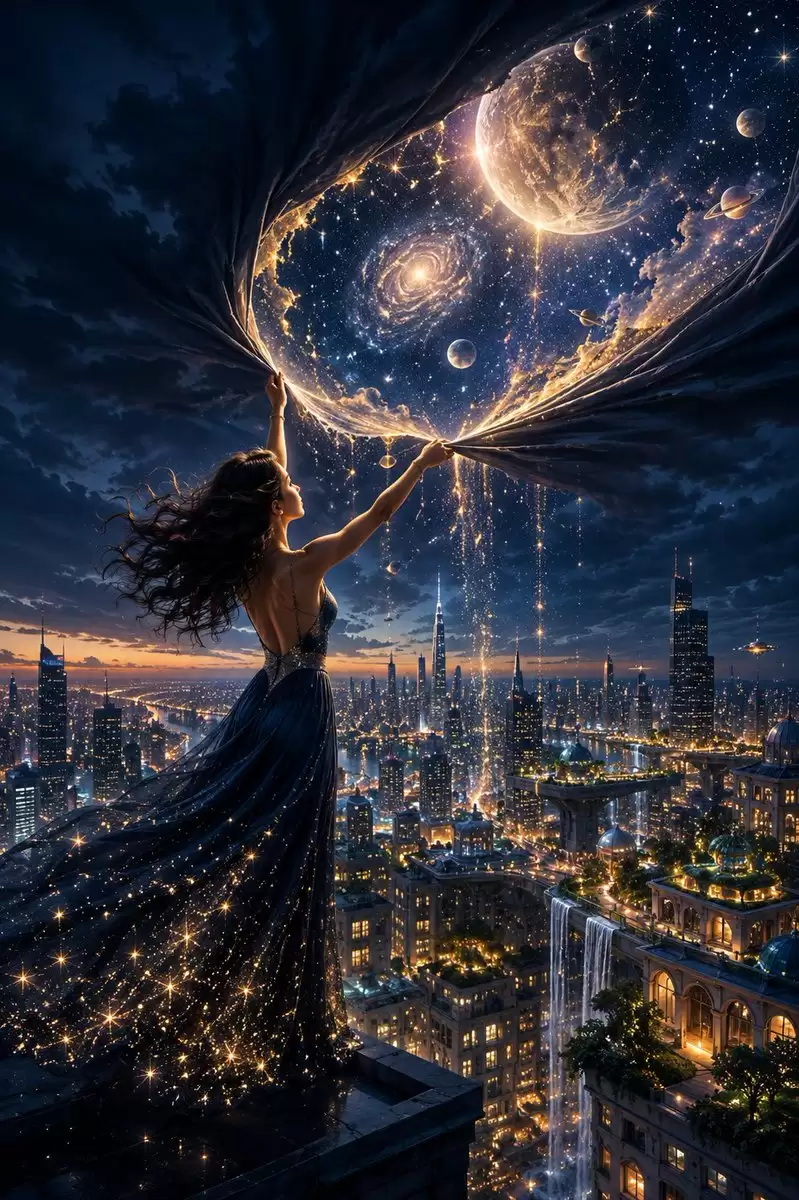 Cinematic Fantasy Skyscraper Portrait