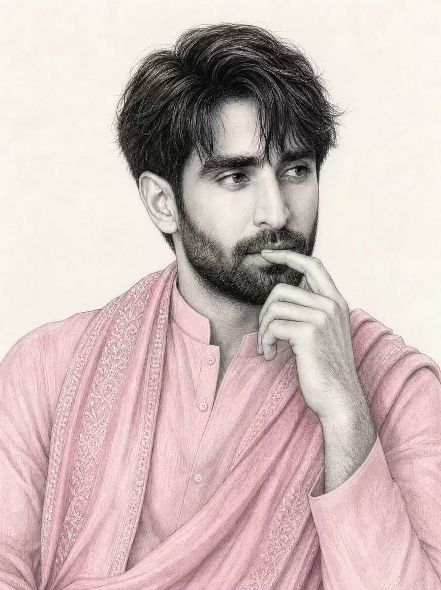 South Asian Man Graphite Drawing