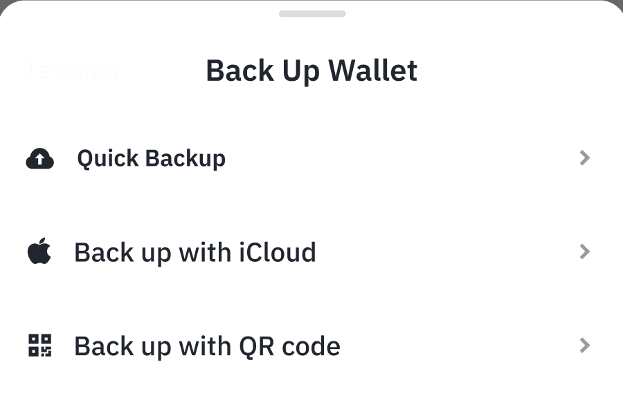 币安 Web3 钱包备份方式页面展示快速备份、iCloud 和二维码备份