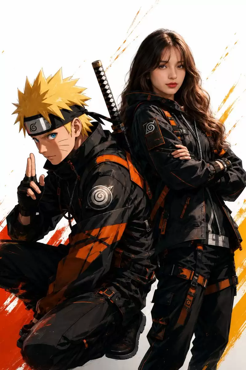 Anime Realistic Ninja Duo Portrait