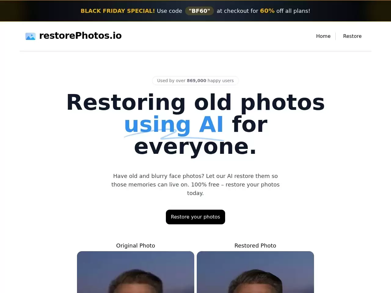 restorePhotos-AI人脸旧照片修复工具