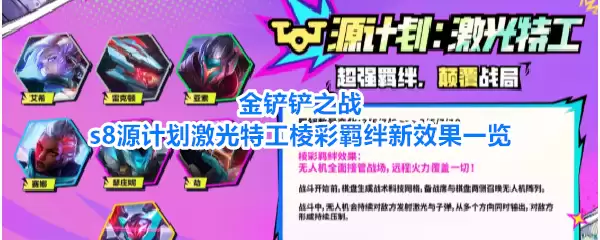 金铲铲之战s8源计划激光特工棱彩羁绊新效果一览
