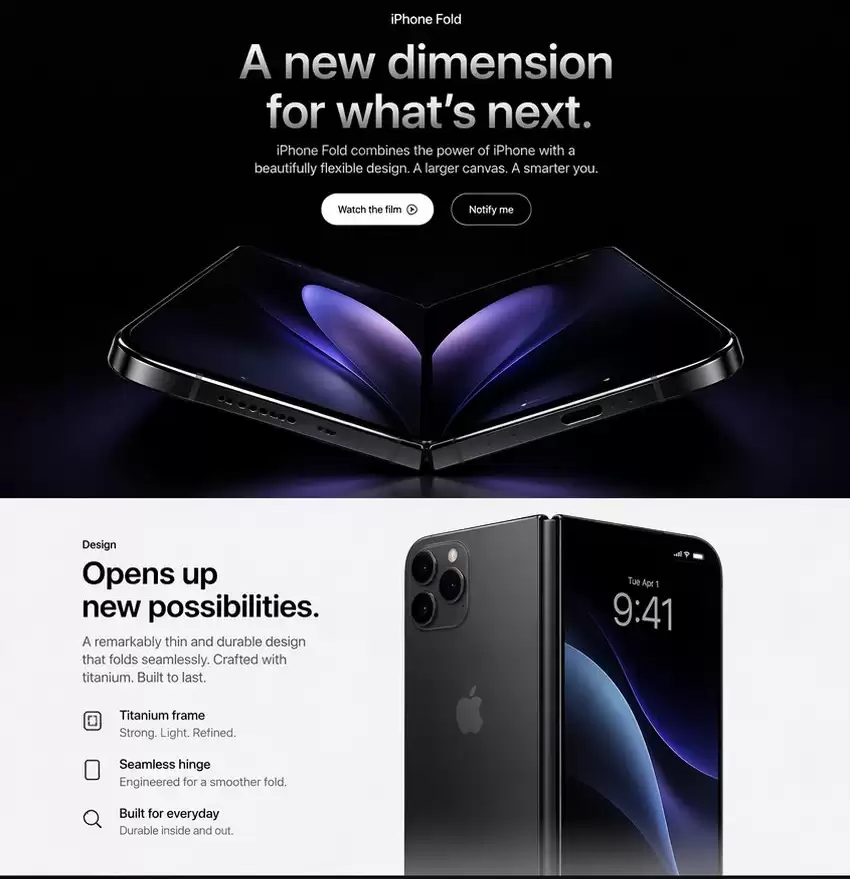 Apple 风格 iPhone Fold 着陆页