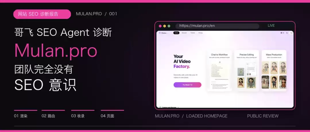 哥飞 SEO Agent 对 Mulan.pro 的 SEO 诊断报告：团队完全没有 SEO 意识