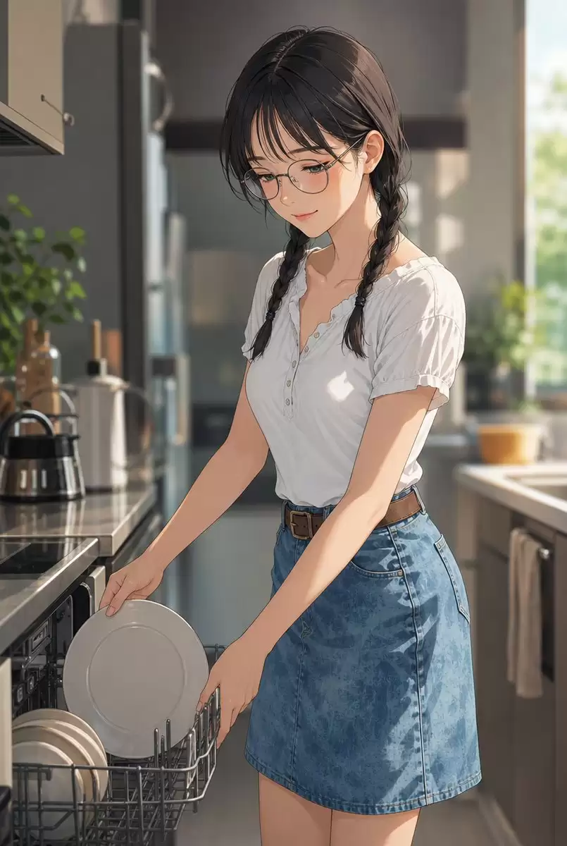 动漫少女装洗碗机
