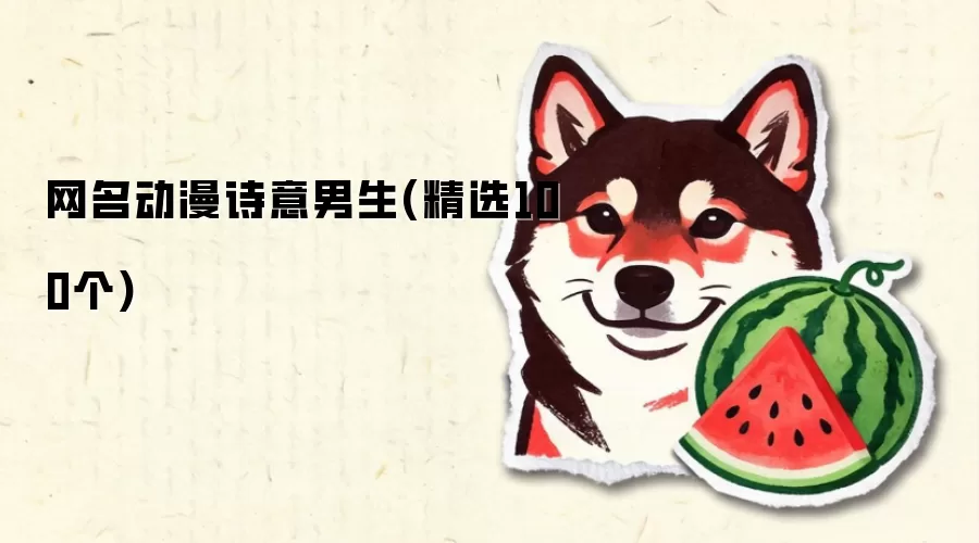 网名动漫诗意男生(精选100个)