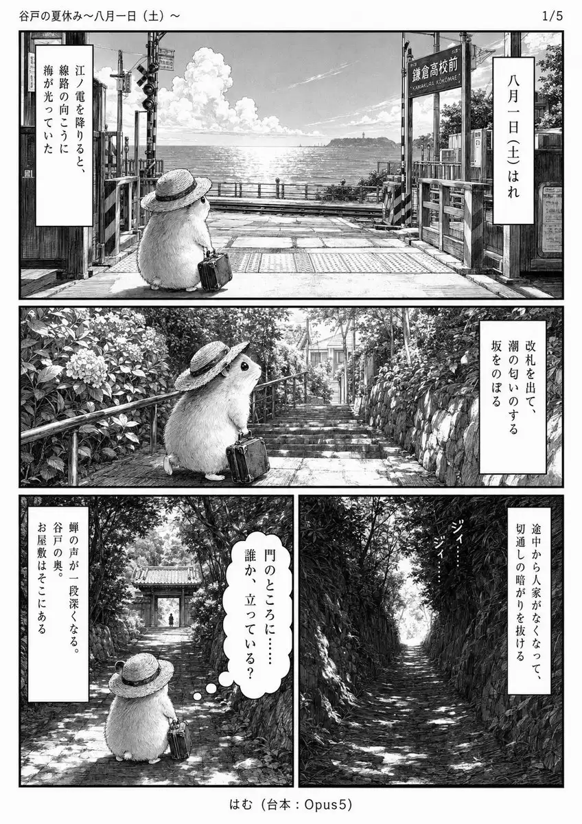 Monochrome Summer Hamster Manga Page