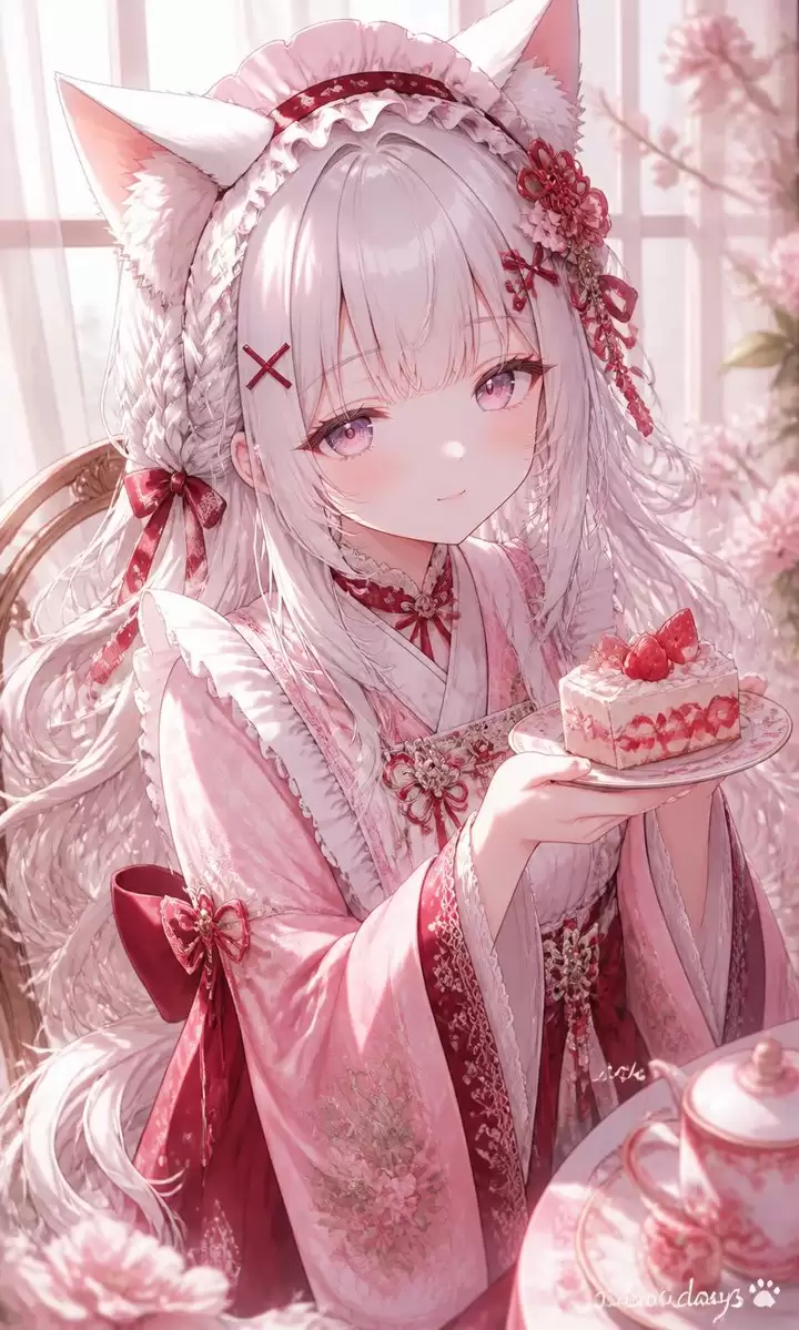 Fox-Eared Kimono Tea Party Girl