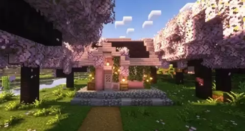 我的世界简单樱花小屋建造操作步骤