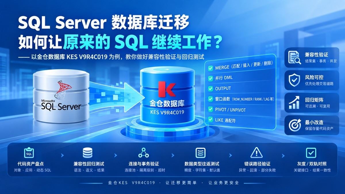 SQL Server 数据库迁移并非只改连接串：KES 兼容回归清单实用指南