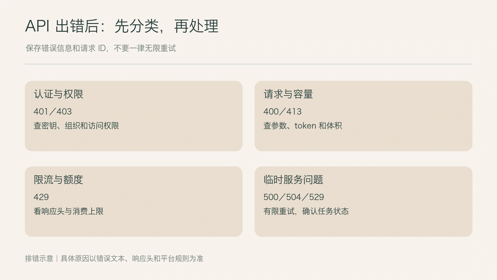 Opus 5.5 API 出错怎么办？状态码、限流与容量排查